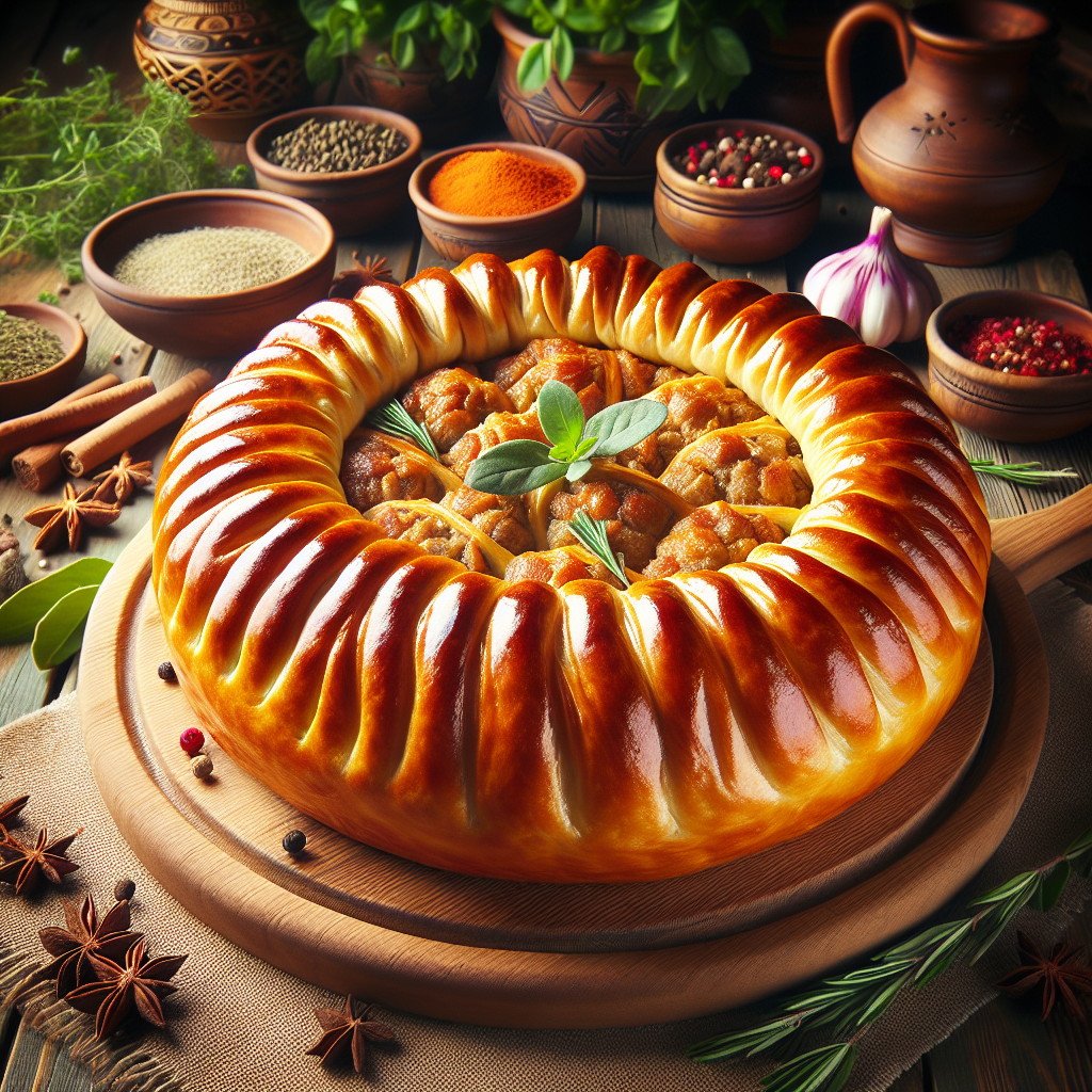 Ечпочмак з м'ясом, з золотистою скоринкою